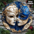 Mardi Gras Venetian Golden Mask Wall Art Vintage Style Aluminum 20x20  Decor
