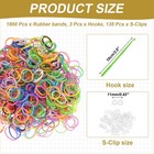 1800pcs Loom Rubber Bands Kit With 135pcs S-clips 3-hooks Multi   color