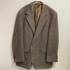 Vintage Usa Made Wool Herringbone Double Breasted Blazer Gray Beige L Oversized