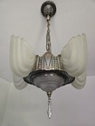 Antique Vintage Globe Mfg 6 Light Chandelier Art Deco Light Fixture Slip Shade