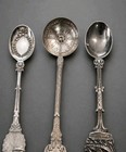Lot Of 5 Vintage 925 Sterling Silver   Silver Plated Souvenir Spoons   