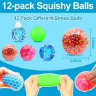 12 Pack Stress Balls Fidget Toys Party Favors For Kids Adults School Class Birth