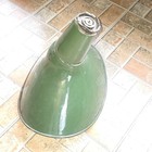 Vintage Angled Green Porcelain Enamel Industrial Gas Station Barn Light - Fire