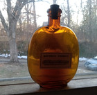 1880s Amber Pumpkinseed Whiskey Flask Boonville ny Bourbon Whiskey Label Mint
