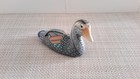 Vintage Carved Wood Duck Figurine Miniature Folk Art Decoy Batik Made Indonesia