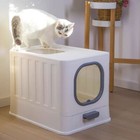 Cat Litter Box With Scoop  Large Foldable Litter Box Lid Odor Control Easy Clean