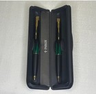 Parker Pen Set Frontier Marble Green With Gold Trim  Pen   Pencil Vintage