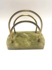 Vintage Green Onyx Marble And Brass 4 Piece Desk Set