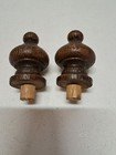 Pair Of Matching Antique Oak Turned Wood Finials Salvage Restoration Reclaimed 