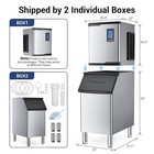 Commercial Ice Maker Machine 760lbs 24h Large Ice Maker With 600 Lbs Storage Bin