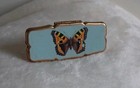 Vintage Stratton Lipstick Holder Hinged Mirror Gold Tone Baby Blue W Butterfly 