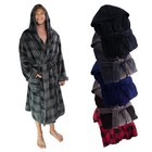 Ross Michaels Mens Robe Hooded Wrap Style - Mid-length Plush Fleece Bathrobe    
