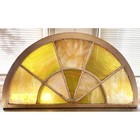 Antique Stained Lead Glass Arched Window Architectural Salvage Transom