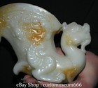 7 2   Old Chinese Natural White Jade Carving Brave Troops Beast Cup Statue