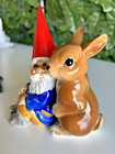Vintage 1979 Unieboek B v  Gnome   Rabbit Salt And Pepper Shaker Set - Whimsical