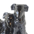 Royal Haeger Ebony Collie Pups Trio Figurine Rare Mid-century Black Glaze