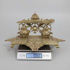 Vintage Ornate Brass Desk Set Inkwell Letter Opener Victorian Style Executive Of