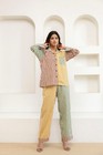 Women   s Cotton Striped Co-ord Set Lounge Wear Matching Shirt Pants Set Boho