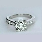 2ct Round Cut Real Moissanite Solitaire Engagement Ring 14k White Gold Plated