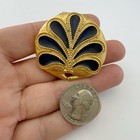 Vintage Estee Lauder Solid Perfume Navy Blue Parma Paisley Enamel Golden Compact
