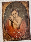 19thc  Spanish Colonial  Mexican Retablo Oil On Tin Featuring Anima Sola 7   x 5   