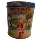 Vintage Hog Heaven Ranch Piggy Ray Silo Band Tin Coin Bank Country Western Pigs
