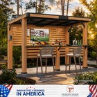 Outdoor 6  X 12  Cedar Wood Grill Gazebo Bar With Tv Mount  usb-c Charging Ports