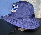 Vintage Usps United States Postal Service Blue Bucket Sun Hat Made In Usa