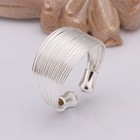 Sterling Silver Plated Wire Plain Bangle Band Ring Adjustable Size B146