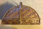 Old Vintage Rectangular Split Oak Gathering Basket 