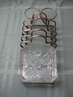 Vintage Chrome 4 Slice Toast Rack Caddy W England Crystal Dish