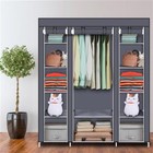 69  Portable Clothes Closet Wardrobe Storage Cabinet Shelves Non-woven Gray