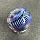 Contemporary Handmade Art Glass Marble  70  Blueish Purple  Black  Uv  Swirl Mib
