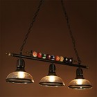 Game Room Metal Billiard Light With Balls Pool Table Lamp With 3 Glass Shades