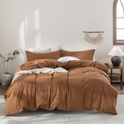 100  Washed Cotton Dark Orange Duvet Cover Queen Size Bedding Set Cover 1 