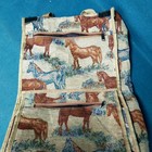 Vtg Rolling Folding Horse Tapestry Storage Tote Travel Shopping Bag