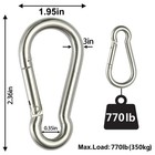 6 Pack 3 Inch Carabiner Clip  316 Steel  Heavy Duty  Spring Snap Hook  Gym
