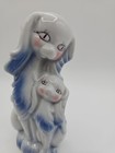 Vintage Made In Japan Anthropomorphic Spaniel Dog Ceramic Figurine Blue Pink Mcm