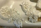 Applique Embroidered Beads 1 5x2 25  Pearls Flower Leaves Bridal White 1pc