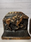 Vintage Antique Pair X Jockey Bronze Bookends Horse Racing Rare 