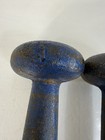 Vintage Pair Cast Iron Dumbbells 3 Lb Hand Weights Blue Antique Round Head 6 Lbs