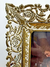 Vintage Gold Filigree Picture Frame Floral Open Metal White Wash 5x7    No Stand