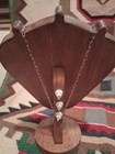 Vintage 925 Sterling Silver Navajo Turquoise L m  Nez Feathers Necklace