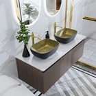 Wall Mounted Floating Bathroom Sink W ceramic Basin Gold Faucet Hoses Countertop