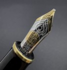 W  Ger  Pelikan M800 Blue Striped  18k Obb  Oblique Double Broad Nib - Serviced