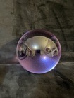 Purple Crystal Ball Sphere With Red Wooden Stand Base For Display