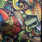 Shawl Mexican Theme Fringed Colorful 30    W  70    L