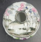 Vintage Porcelain Hair Receiver With Moriage Asian Scene Flowers Japan 
