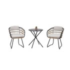 3 Piece Outdoor Bistro Set Steel Frame Pe Wicker Patio Furniture