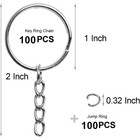 Bulk 50pcs Keychain Rings Set With 1 Inch Chain Split Key Rings Open Jump Ring